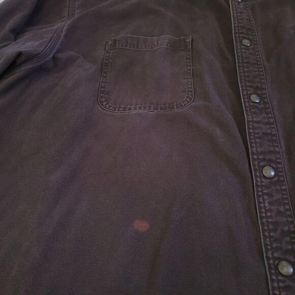 Carhartt Jacket Canvas Chore Shirt Brown 3XL Flannel Lined Snap 5296DKB READ - Picture 9 of 10